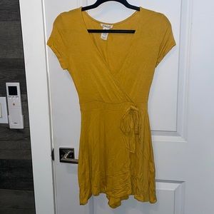 MUSTARD YELLOW FLOWY ROMPER DRESS